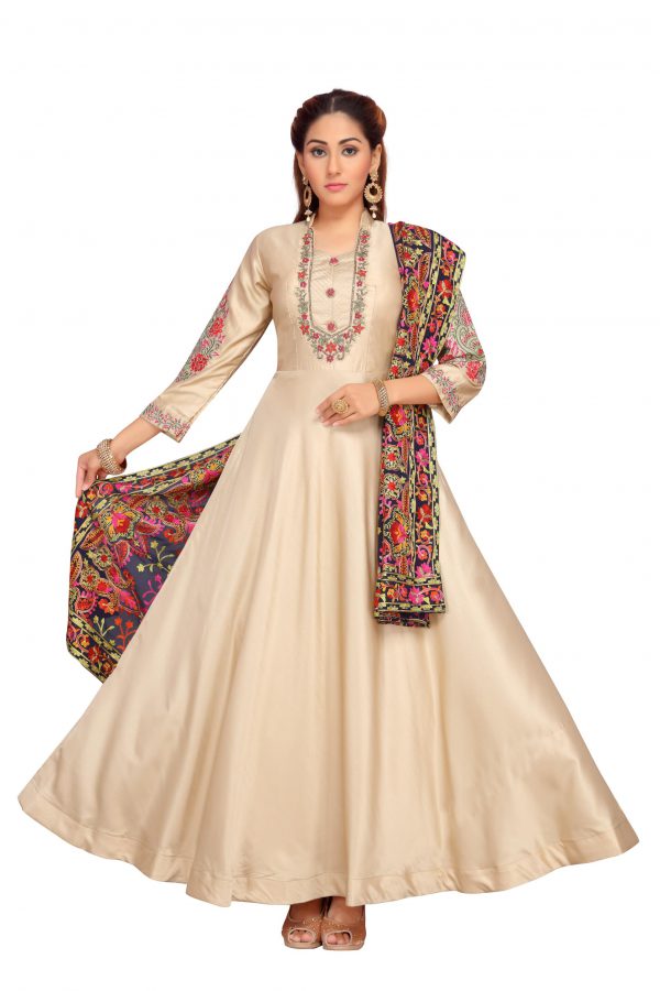silk gown with dupatta