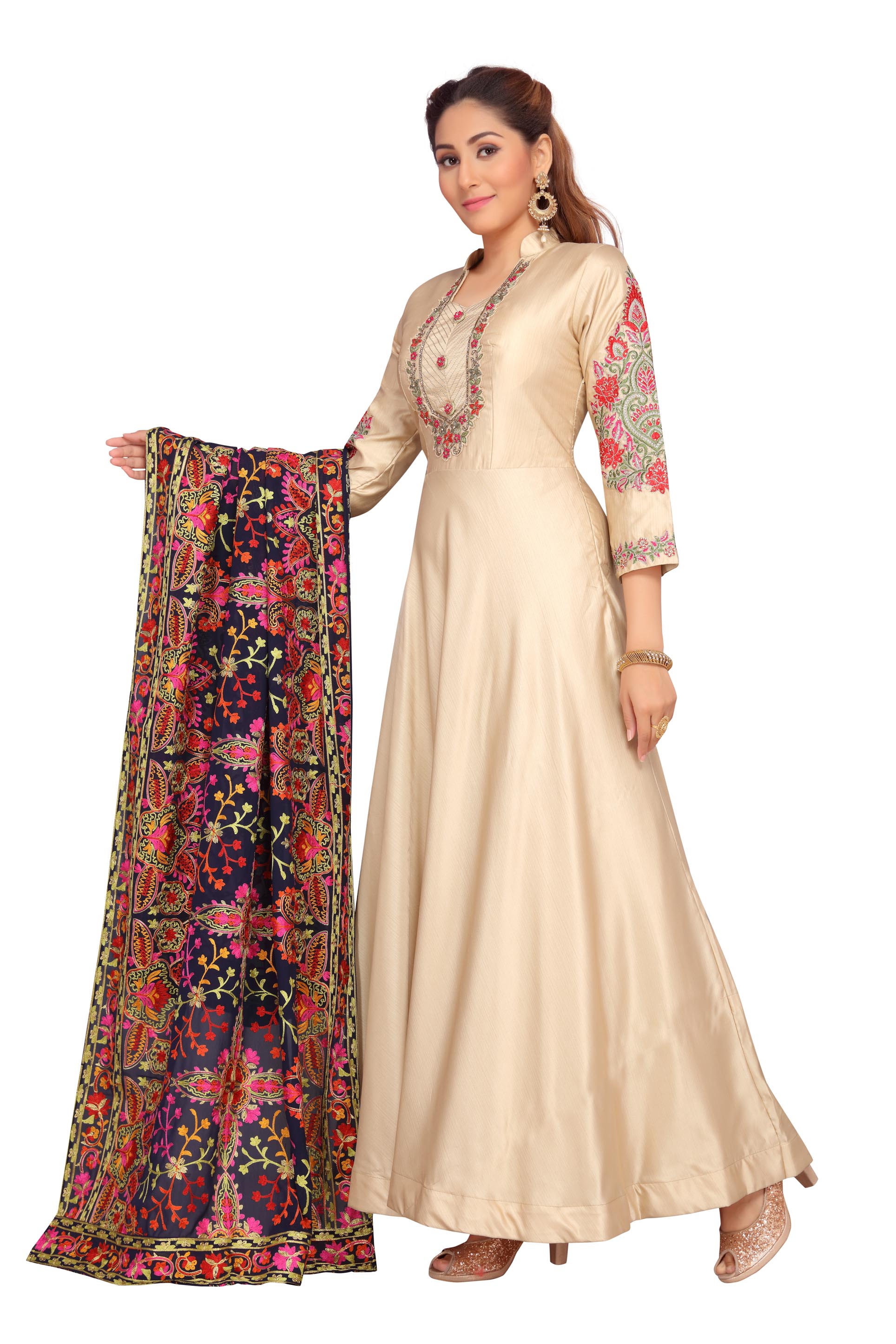 silk dupatta with gown